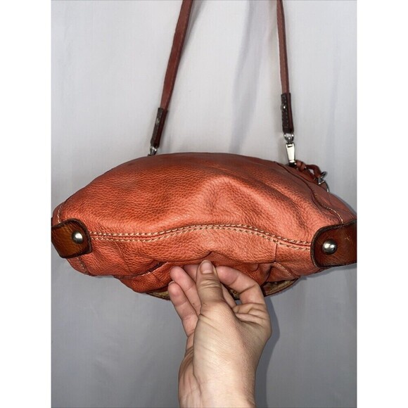 FOSSIL Key Per Crossbody Leather Orange Summer Handbag Boho Hobo Hippie - Picture 9 of 14